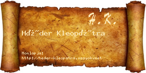 Héder Kleopátra névjegykártya